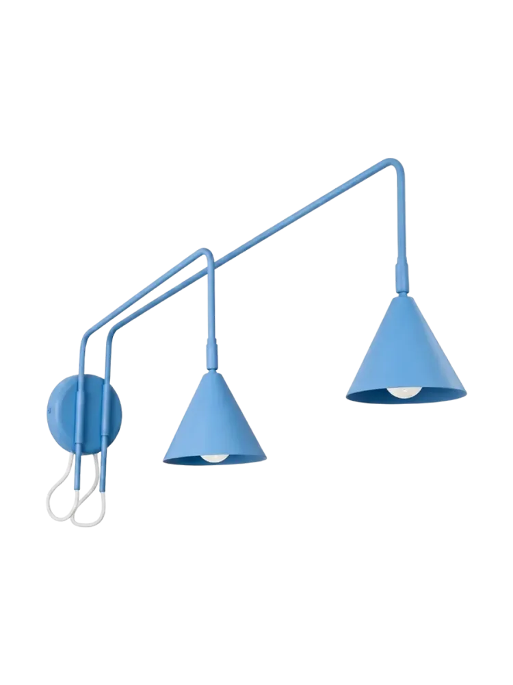 Design Wandlampe „Nox“ 2-flammig mit Schalter Hellblau Sollux Lighting