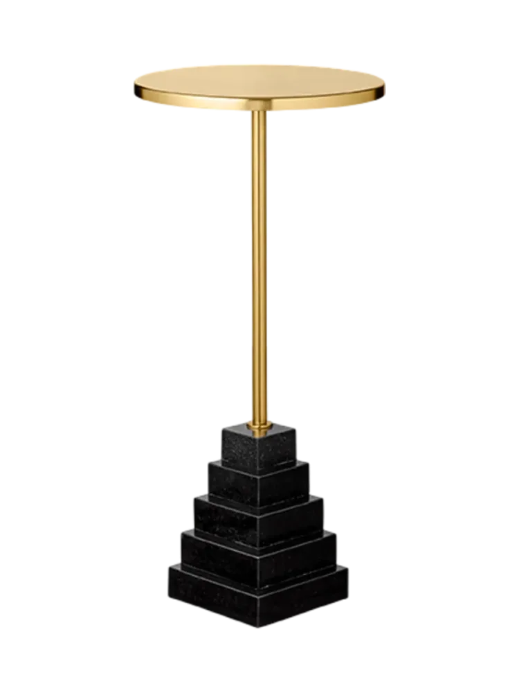Marmor Design Beistelltisch & Blumensäule „Solum“ - Schwarz/Gold AYTM