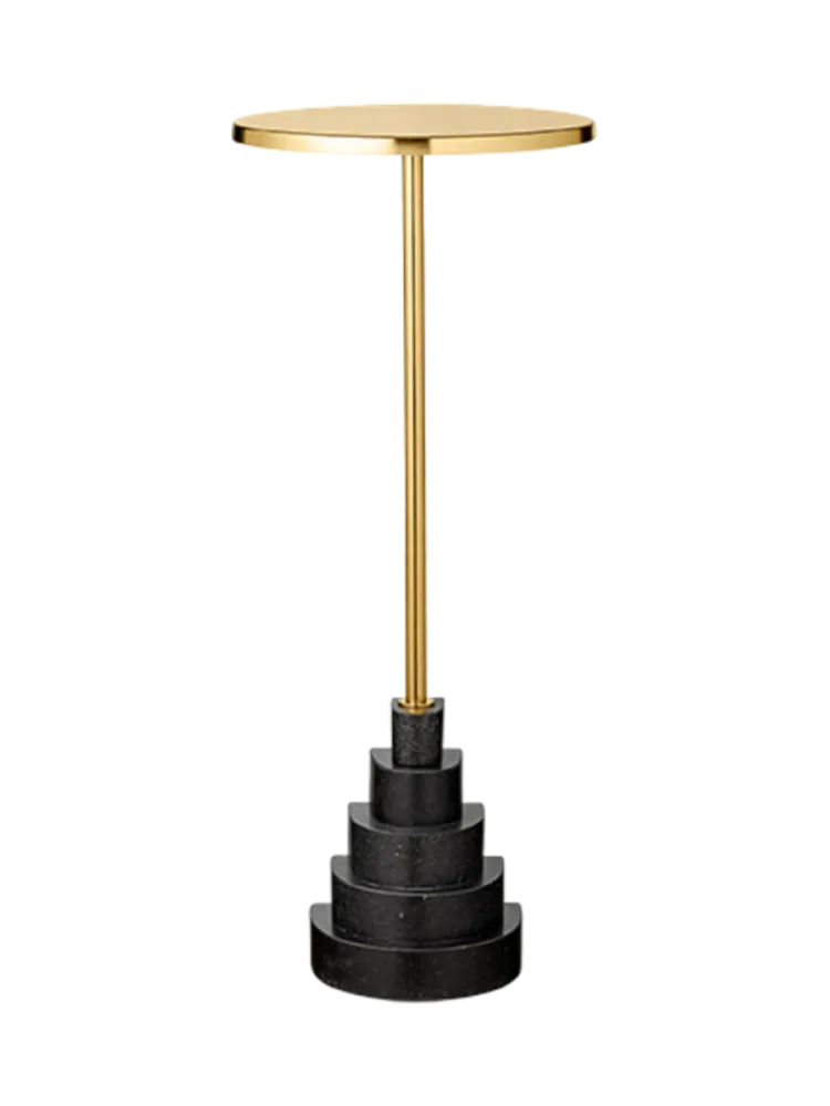 Marmor Design Beistelltisch & Blumensäule „Solum“ - Schwarz/Gold AYTM
