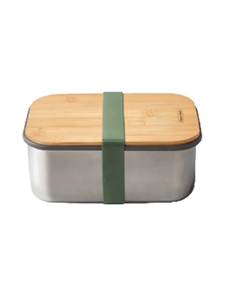 Grosse Premium Edelstahl Sandwich-Box „Blum“ 1250 ml black+blum