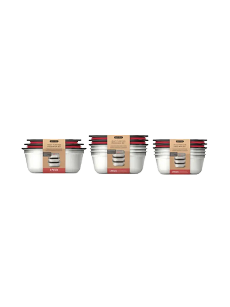 3er Set Premium Multifunktions-Food-Boxen „Stellum“, 3 x 600 ml black+blum