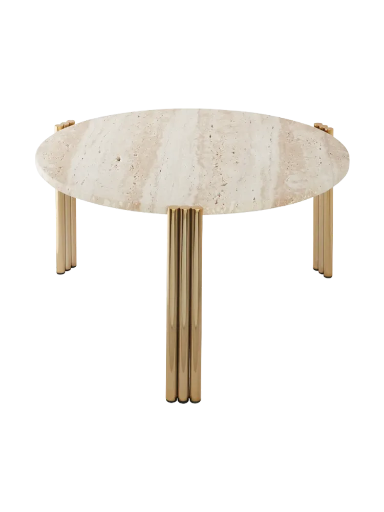 Marmor Design Beistell-/ Couchtisch „Tribus“ Gold/Travertin AYTM
