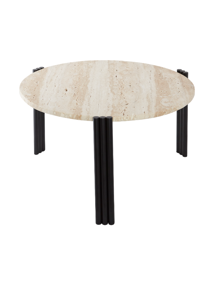 Marmor Design Beistell-/ Couchtisch „Tribus“ Schwarz/Travertin AYTM