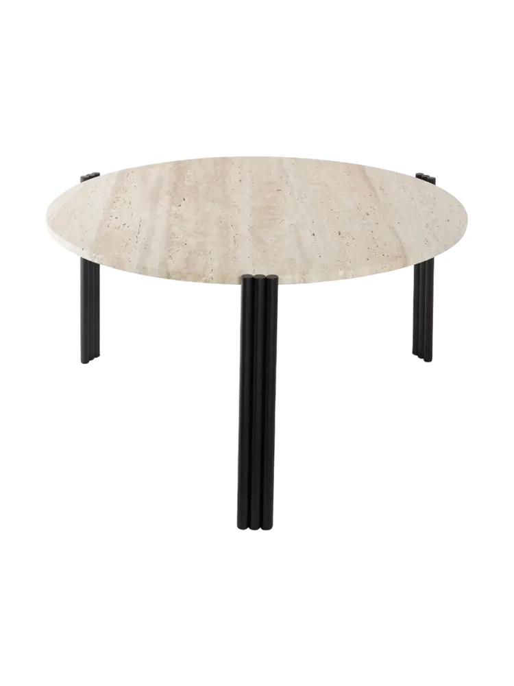 Marmor Design Beistell-/ Couchtisch „Tribus“ Schwarz/Travertin AYTM