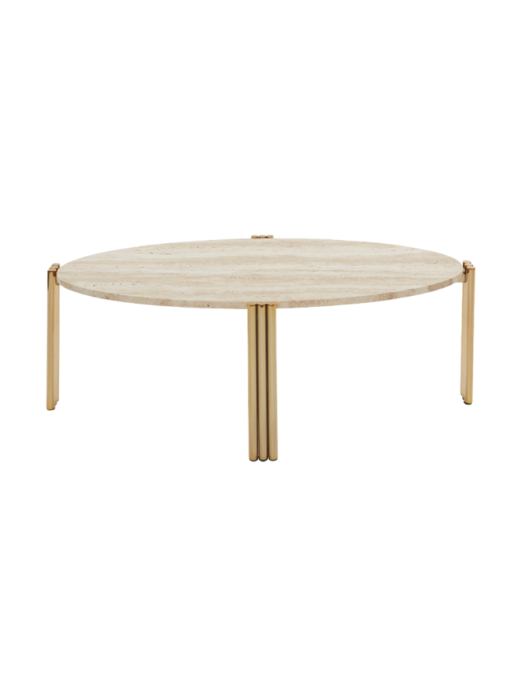 Marmor Design Beistell-/ Couchtisch „Tribus“ Gold/Travertin AYTM