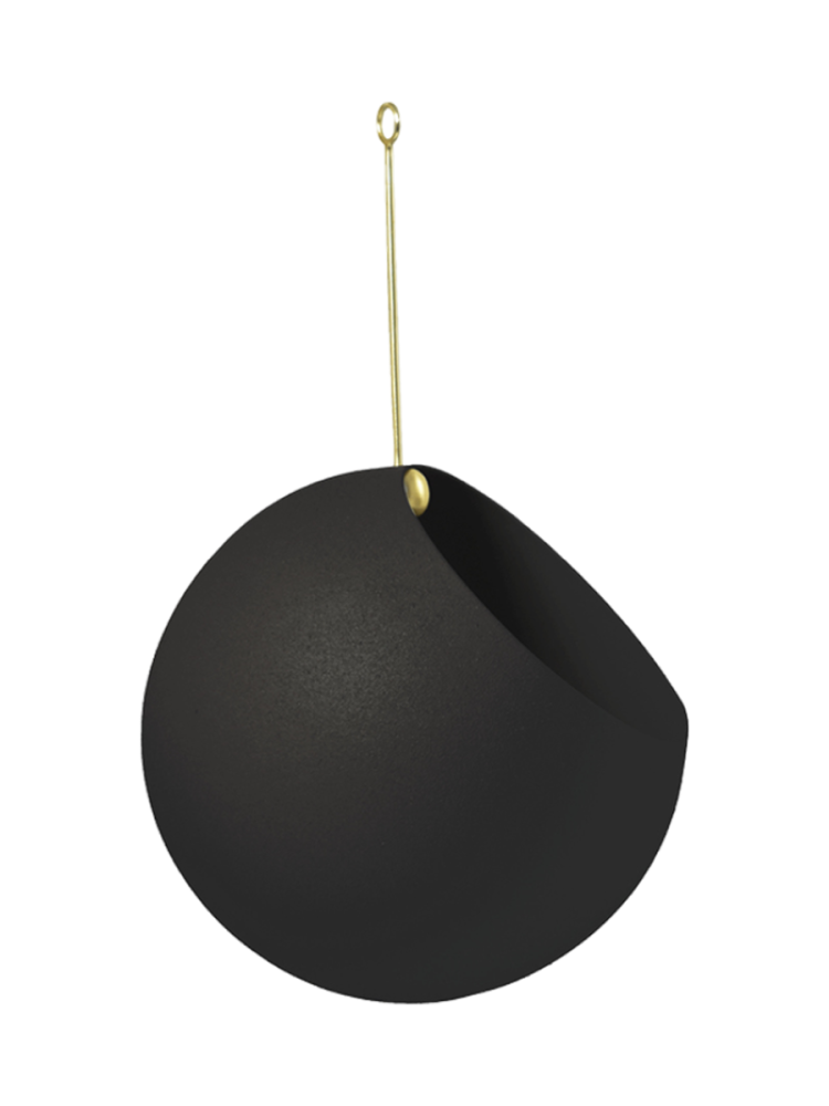 Hängender In-/Outdoor Design Blumentopf „Globe“, Schwarz/Gold AYTM