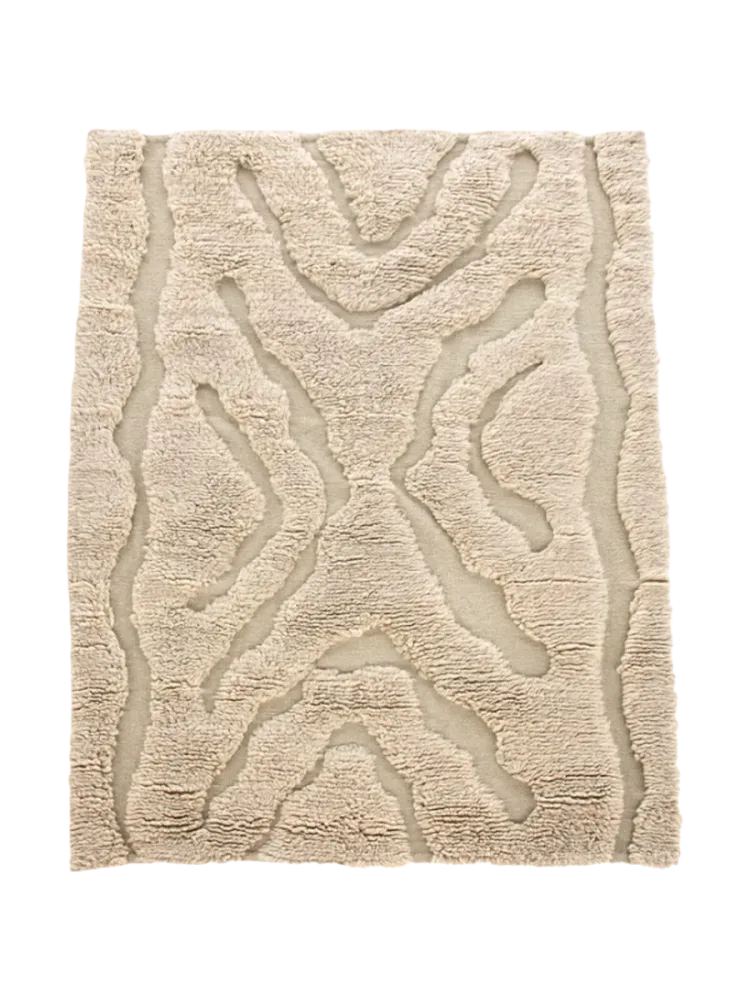 Handgewebter Design Teppich „Trondheim“ aus 100% Wolle Beige 170 x 240 cm VE DESIGN