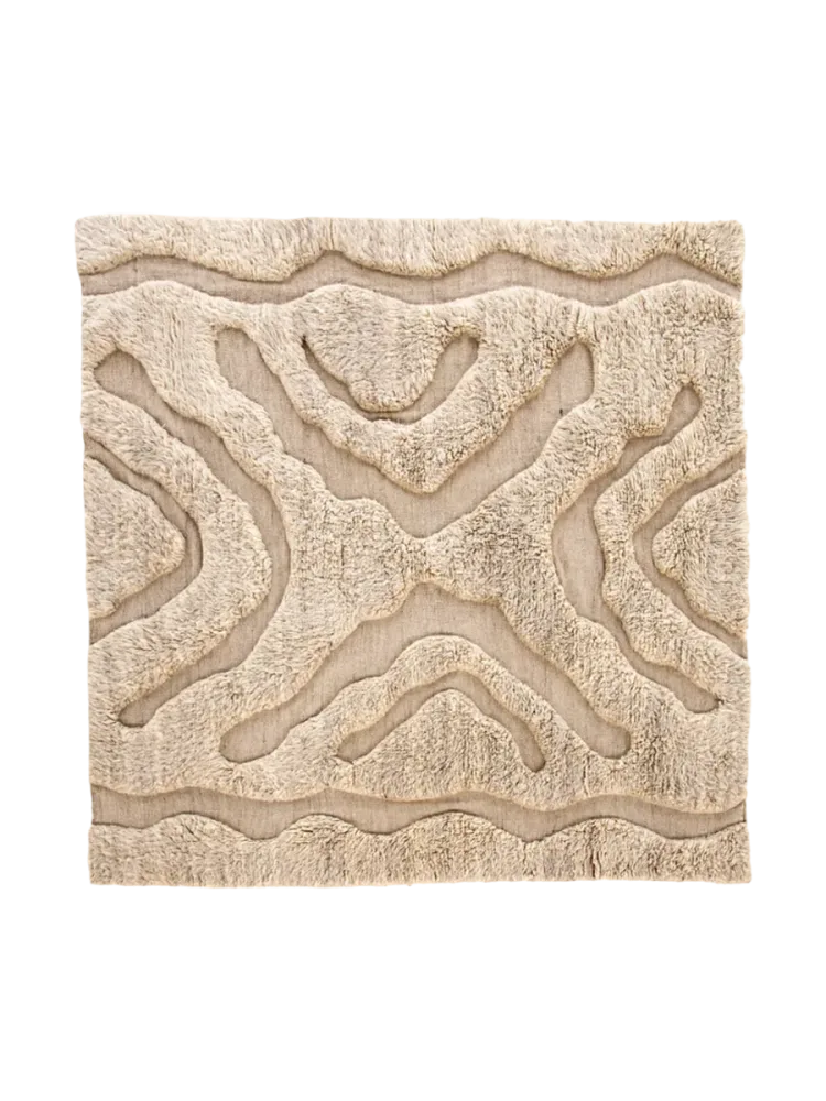 Handgewebter Design Teppich „Trondheim“ aus 100% Wolle Beige 400 x 400 cm VE DESIGN