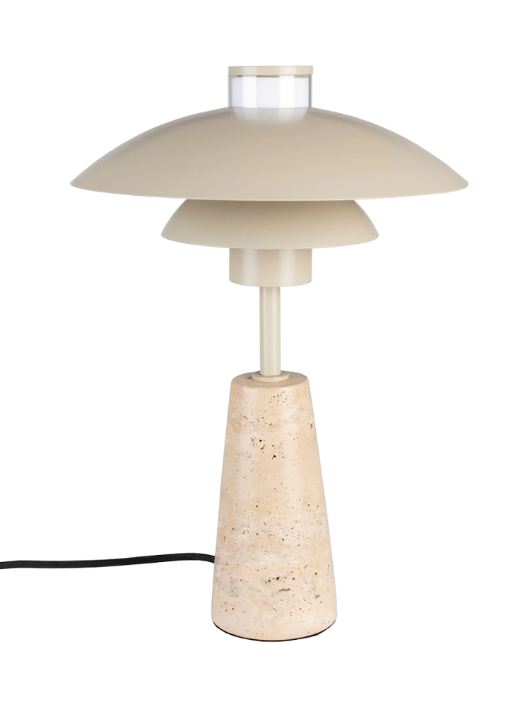 Design Tischlampe „Cole“ mit Travertin Sockel Zuiver
