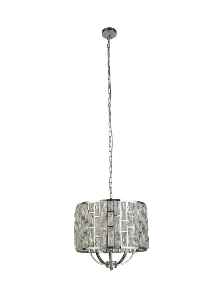 Dimmbare Design Pendellampe „Bijou“ Silber/Klar Searchlight