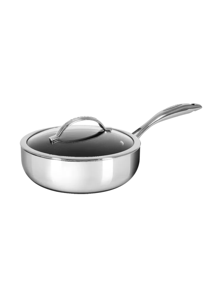 Tiefe Premium Schmorpfanne „HaptIQ“inkl. Deckel Silber, Schwarz SCANPAN