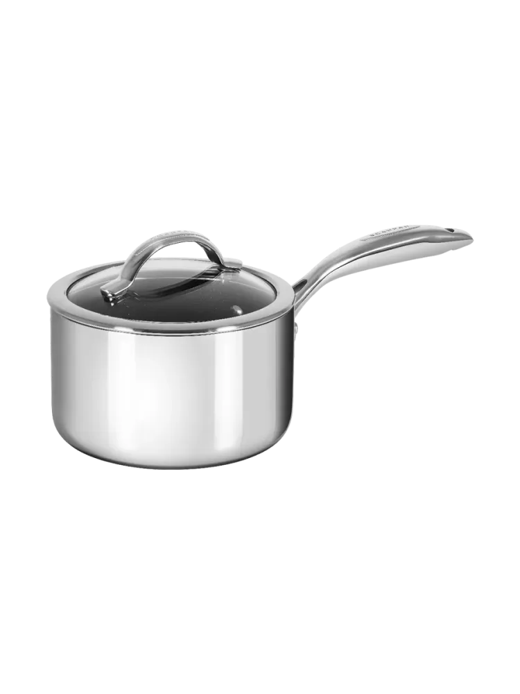 Premium Stielkasserolle „HaptIQ“ inkl. Deckel Silber, Schwarz Ø 16 cm SCANPAN