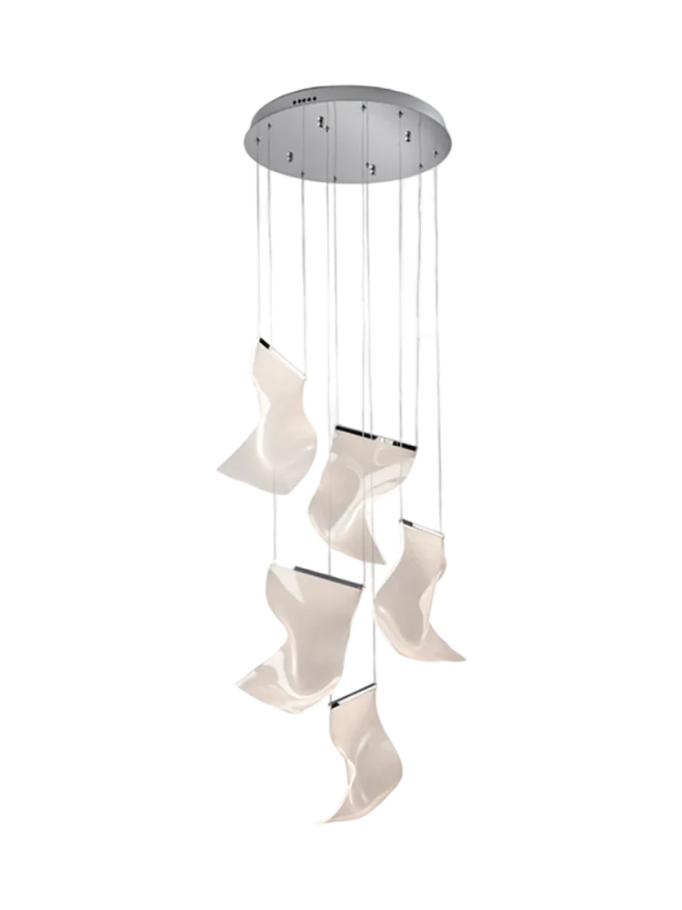 Grosse LED Design Hängelampe „Velos“, Silber Silber, Transparent Schuller