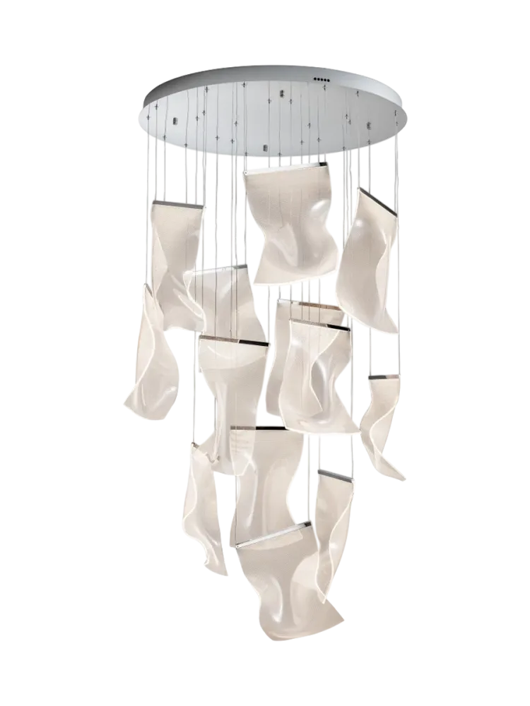 Grosse LED Design Hängelampe „Velos XL“ mit Fernbedienung Silber Schuller