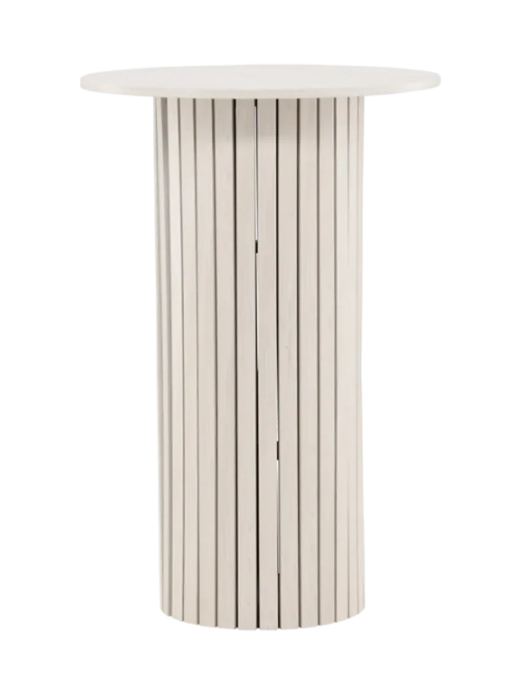Runder Design Bartisch „Härön“ Ø 70 x 105 cm Whitewash VE DESIGN