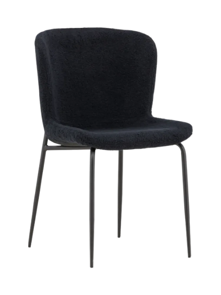 Design Esszimmerstuhl „Modesto“ mit Bouclé-Bezug Bouclé Schwarz VE DESIGN