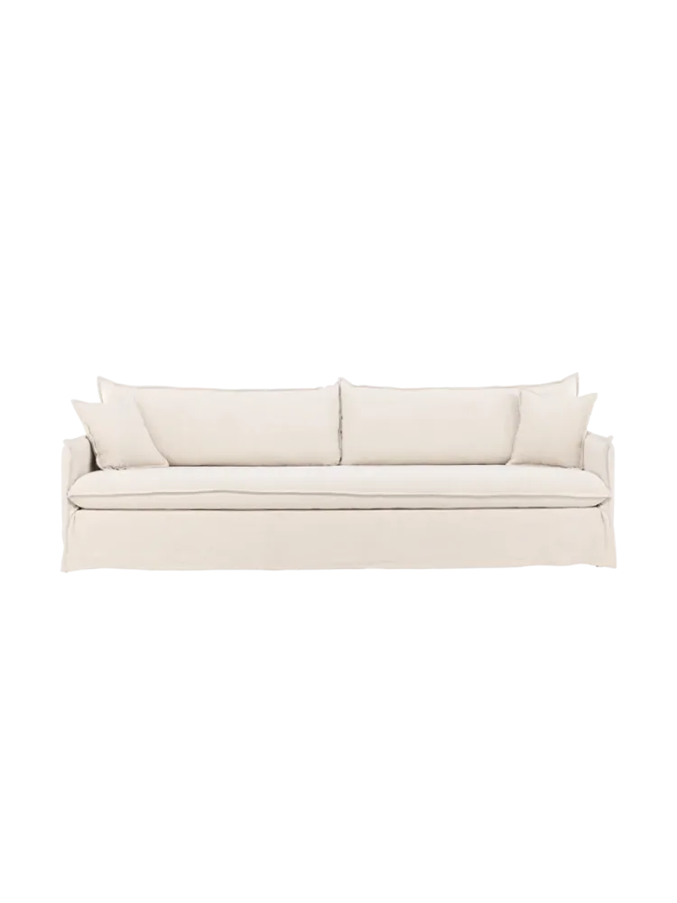 4-Sitzer Design Sofa „Nova“ mit abnehmbaren Bezug Leinen Light Beige VE DESIGN