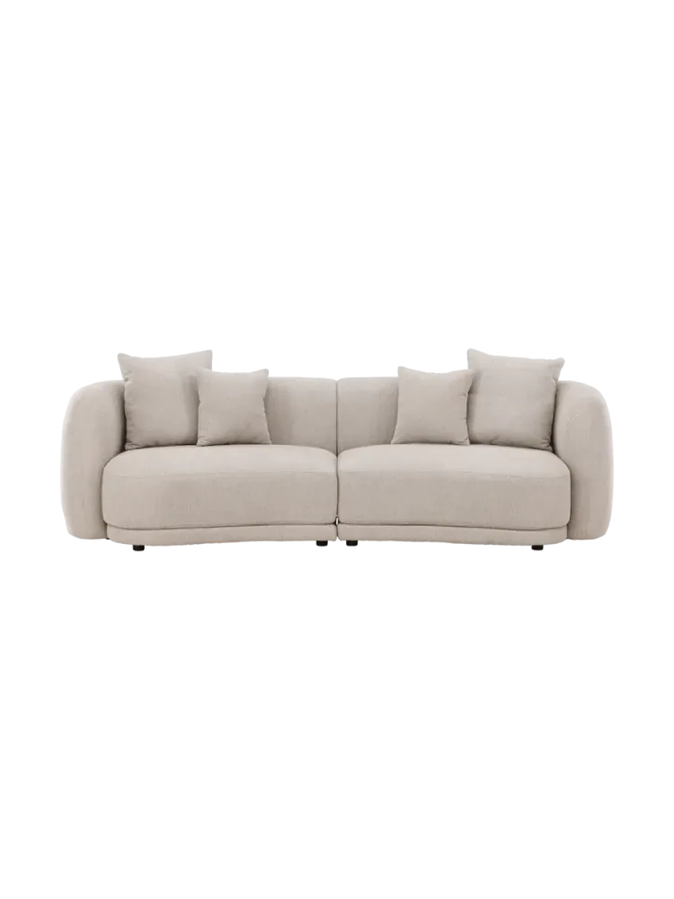 Grosses 3-Sitzer Design Sofa „Cielo“ Bouclé Beige Beige Bouclé VE DESIGN