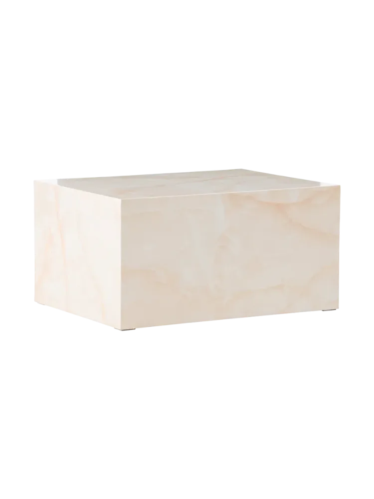 Design Couchtisch „York low“ - 80 x 60 cm Marmorlook Creme VE DESIGN