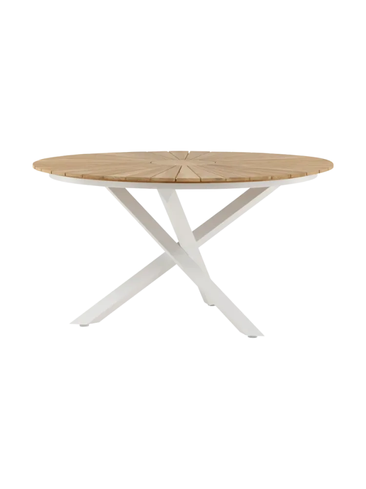Gartentisch „Mexico“ aus Teakholz Ø 140 cm Weiss VE DESIGN