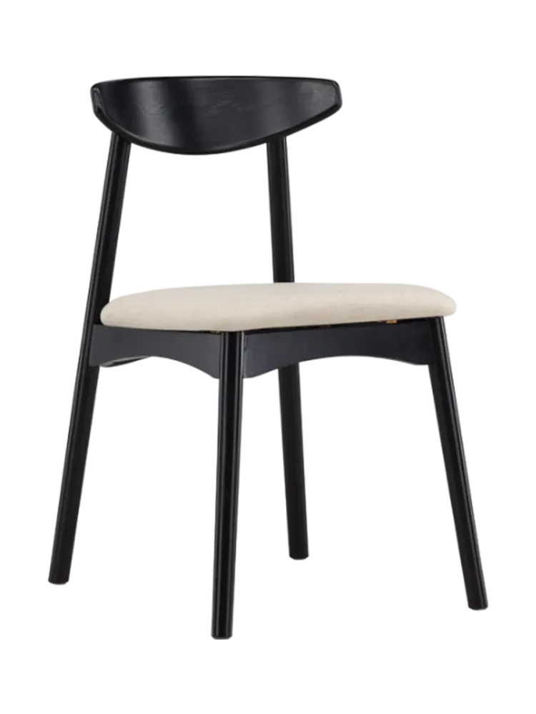 Stuhl 2er-Set Vasil Schwarz Holz/Polyester B 47 cm - Material: Eiche/Polyester - Stuhl 2er-Set