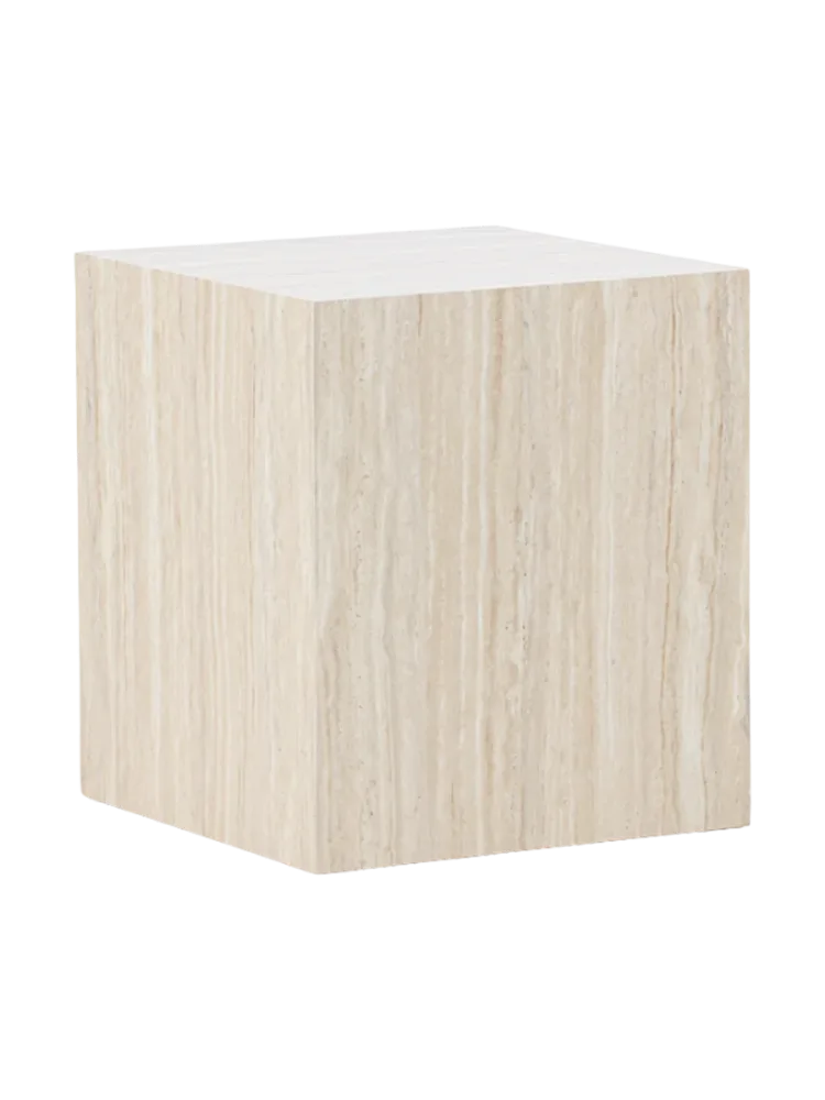 Design Beistelltisch „York high“ - 40 x 40 cm Travertin Look VE DESIGN