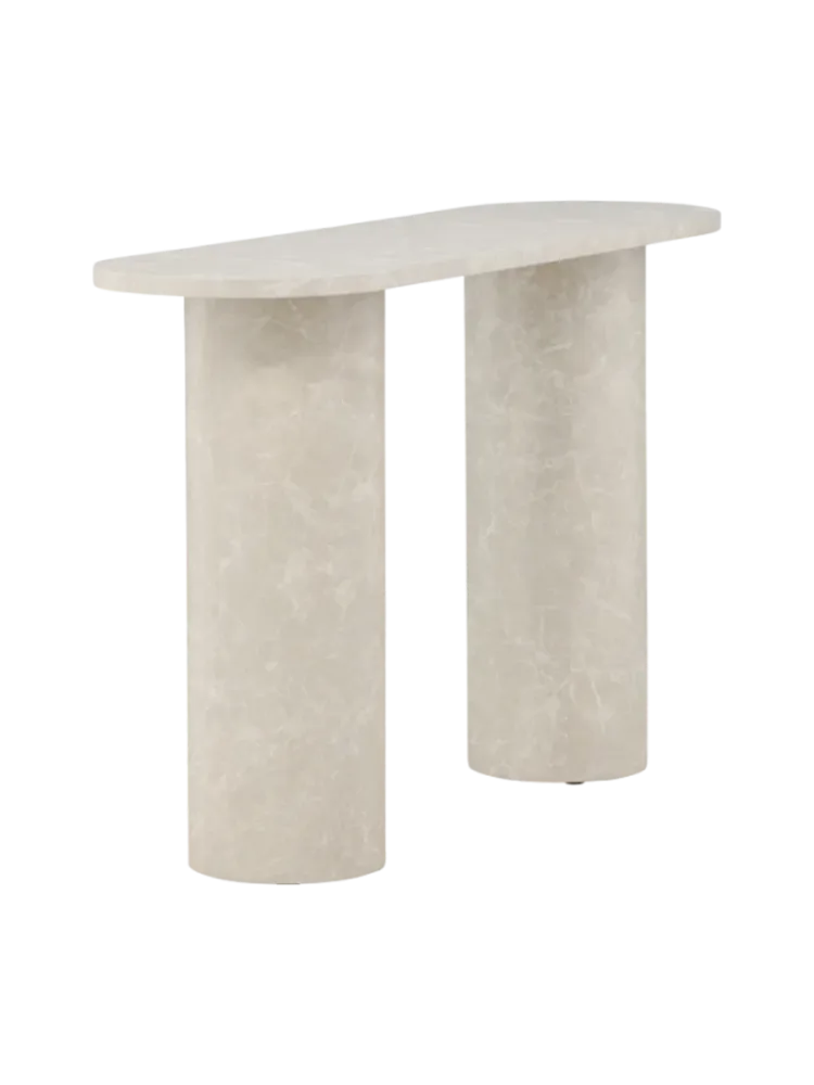 Ovale Design Konsole „Narvik“ 130 x 80 cm, Marmoroptik Beige Beige marmoriert VE DESIGN