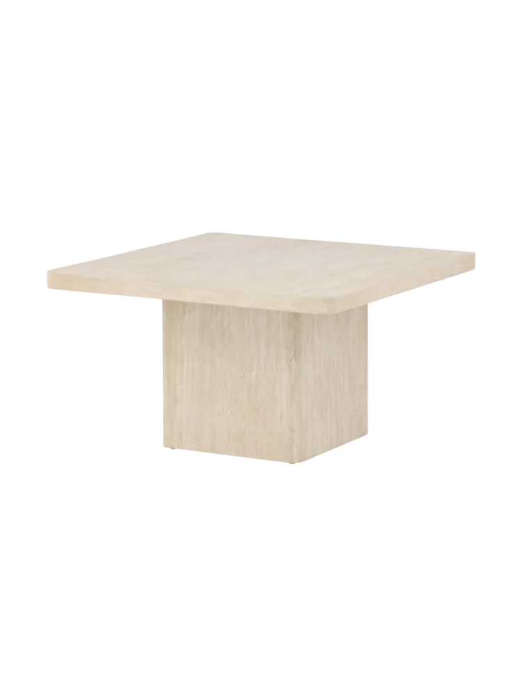 Design Couchtisch „Qvart“ 80 x 80 cm Beige, Travertin Look VE DESIGN