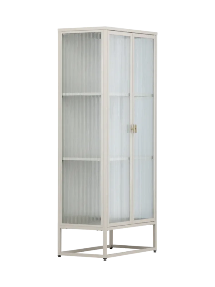 Design Vitrinenschrank „Garis“ aus Metall Beige VE DESIGN