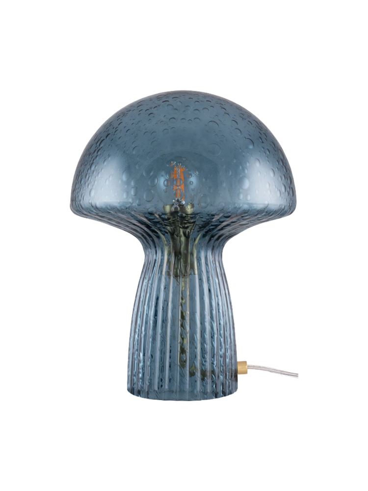 Design Tischlampe „Fungo“ aus mundgeblasenem Glas, Blau Globen Lighting