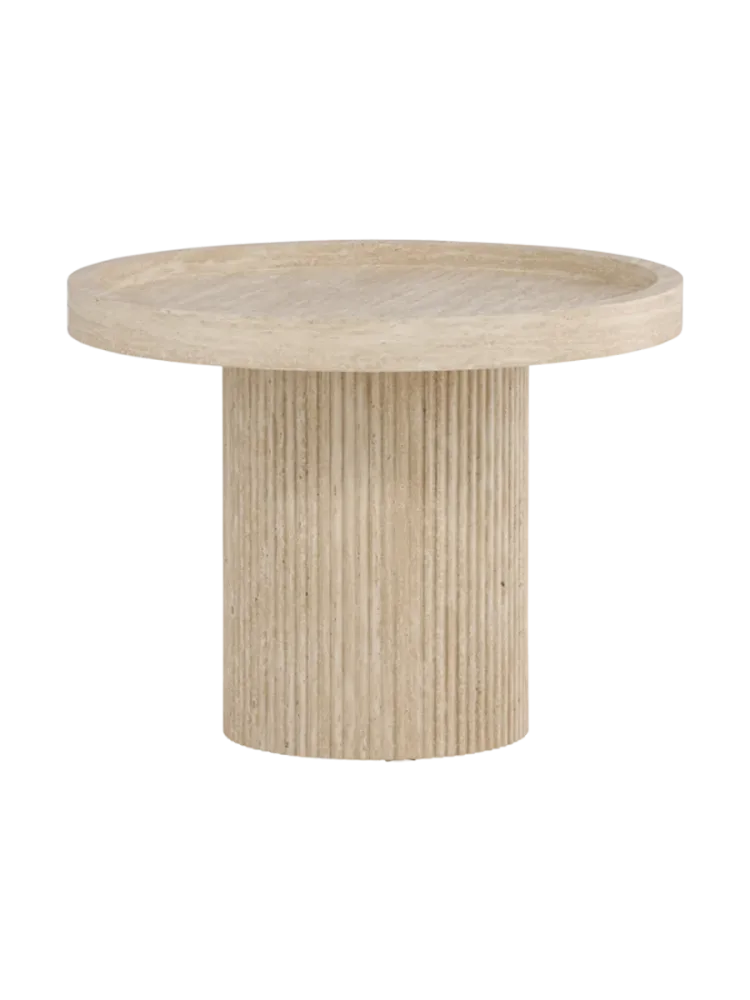Runder Design Beistelltisch „Krille“ Ø 60 x 45 cm Beige VE DESIGN