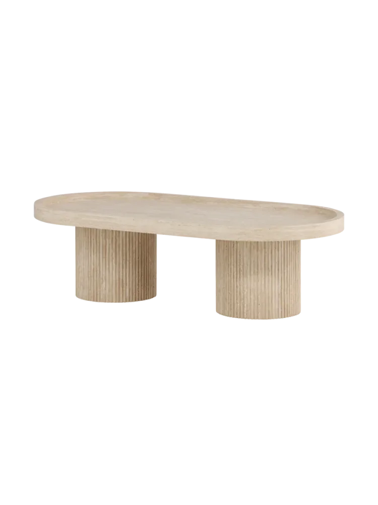 Ovaler Design Couchtisch „Krille“ 120 x 60 cm Beige VE DESIGN