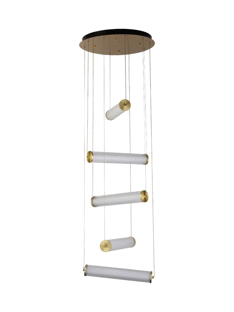 Dimmbare LED Design Pendellampe „Clamp“ Gold Searchlight