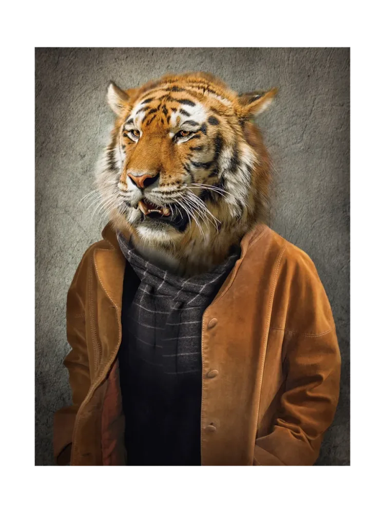 image LAND Digitaldruck auf Glas Tiger im Mantel  | Schubiger Möbel
