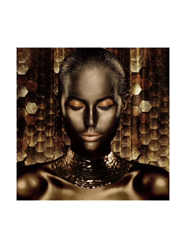 image LAND Digitaldruck auf Glas Goldene Frau Gelb | Schubiger Möbel