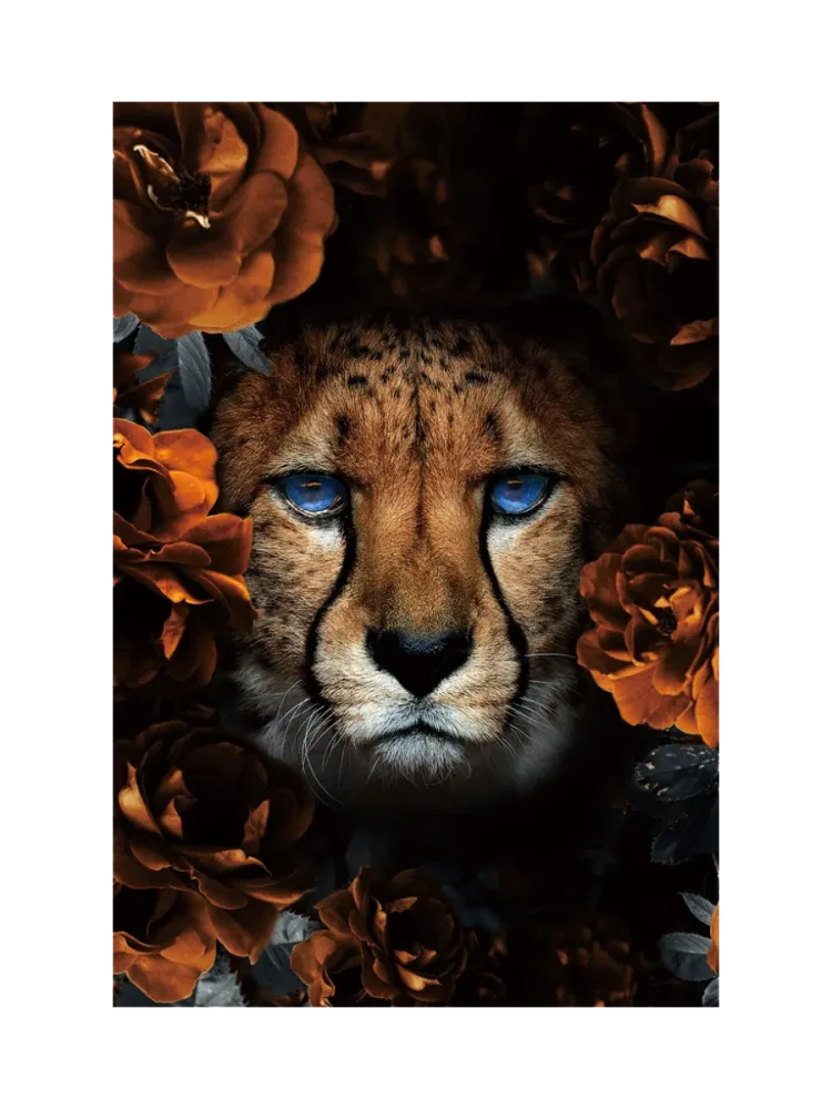 image LAND Digitaldruck auf Glas Leopard mit Blumen  | Schubiger Möbel