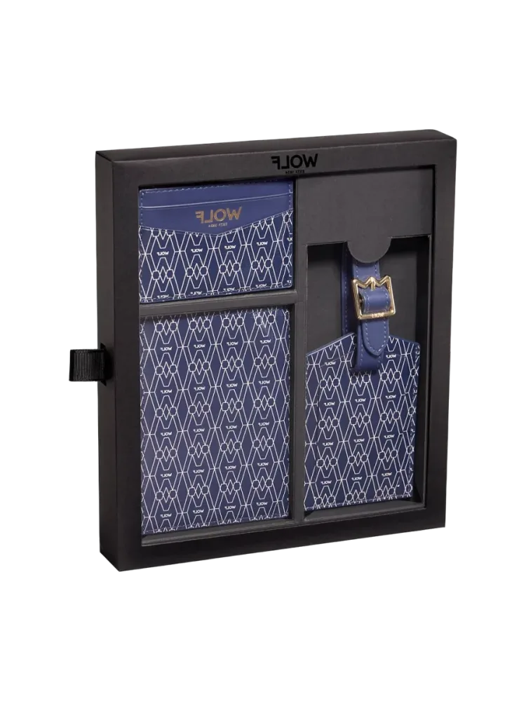 Reise-Geschenk-Set „Signature“ Leder Blau WOLF