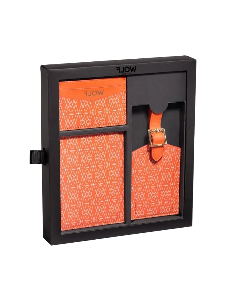 Reise-Geschenk-Set „Signature“ Leder Orange WOLF