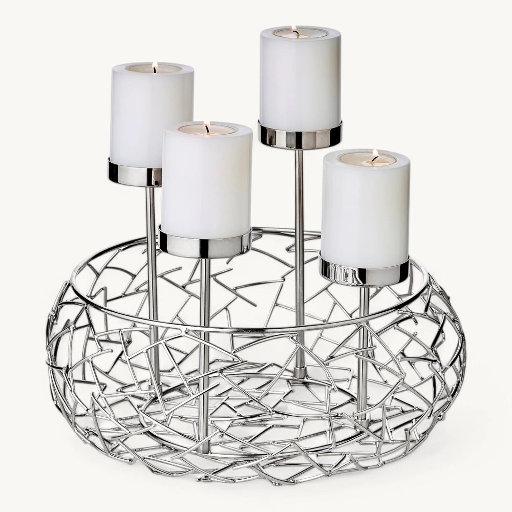 Hochwertiger Design Adventskranz „Milano Up“ - Edelstahl glänzend vernickelt EDZARD