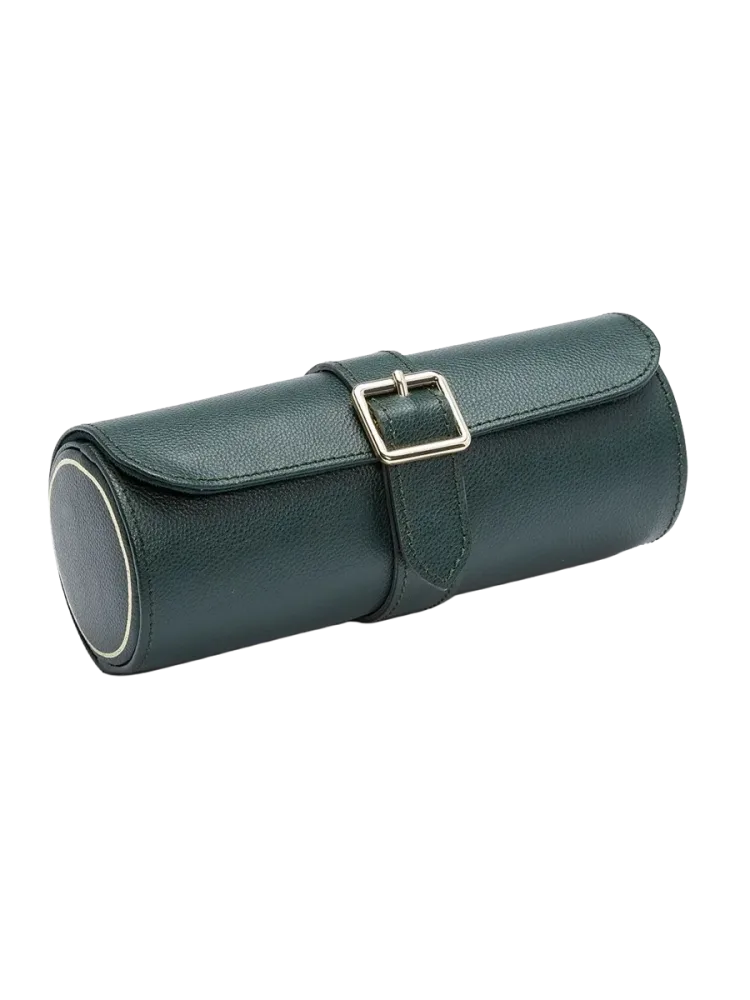 Uhrenrolle „British Racing Triple Watch Roll“ Leder Dunkelgrün WOLF