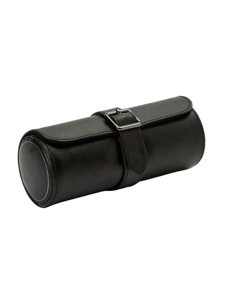 Uhrenrolle „British Racing Triple Watch Roll“ Leder Schwarz WOLF