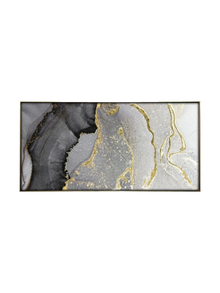 image LAND Digitaldruck auf Glas Abstrakt in Grau und Gold Gelb | Schubiger Möbel