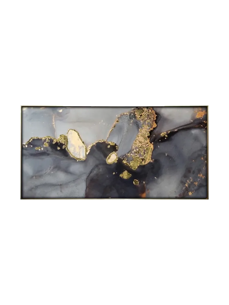 image LAND Digitaldruck auf Glas Abstrakt in Grau und Gold Gelb | Schubiger Möbel