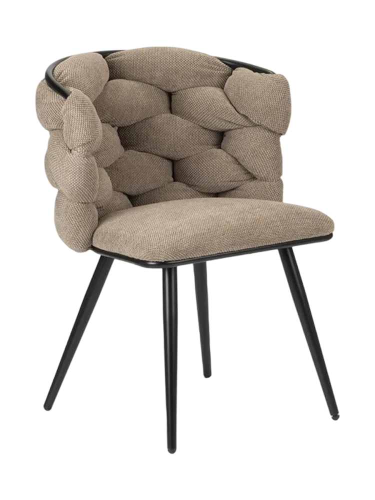 Designerstuhl „Rock“ mit Chenille Bezug - Beige Global Interiors