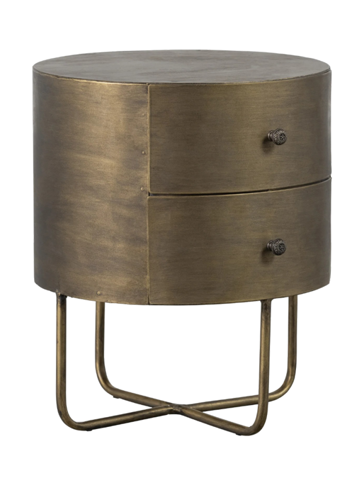 mutoni - Nachttisch Glossy Metall antique brass 39x39, One Size, Gold