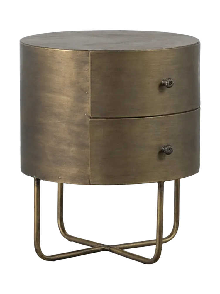 mutoni - Nachttisch Glossy Metall antique brass 39x39, One Size, Gold