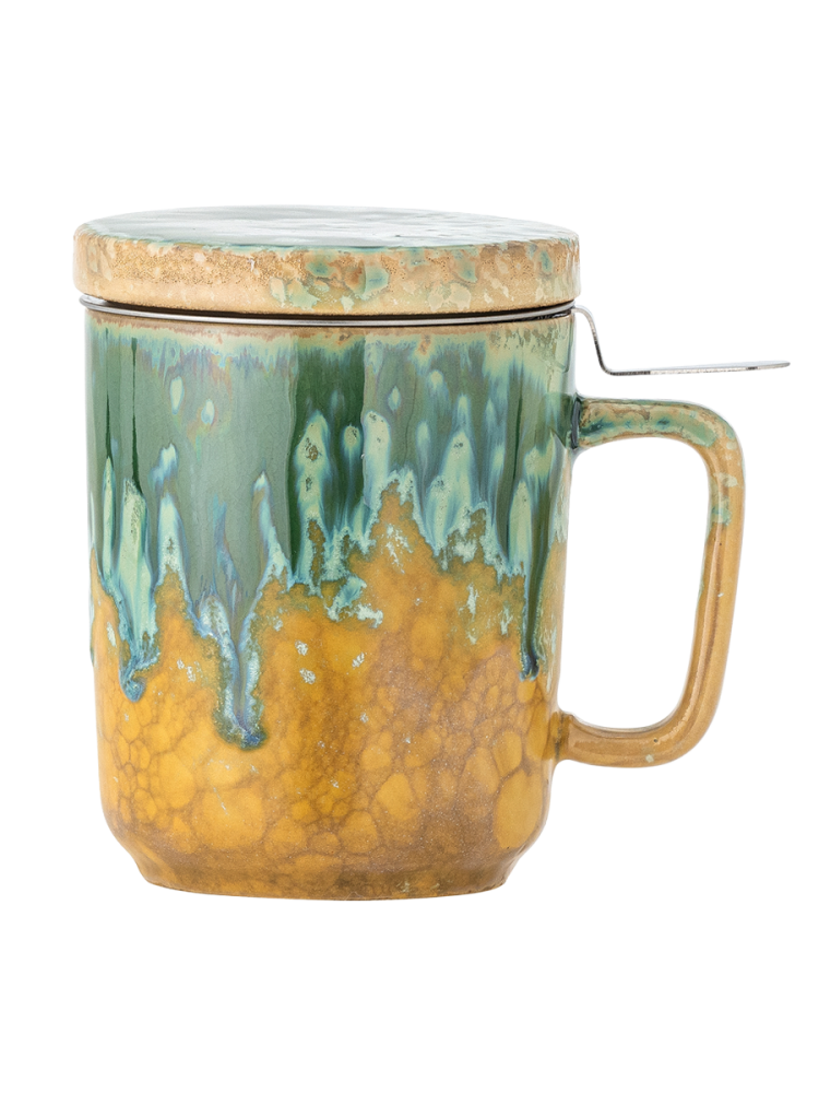 Handgefertigter Teebecher „Yuma“ mit Deckel und Teesieb Bloomingville