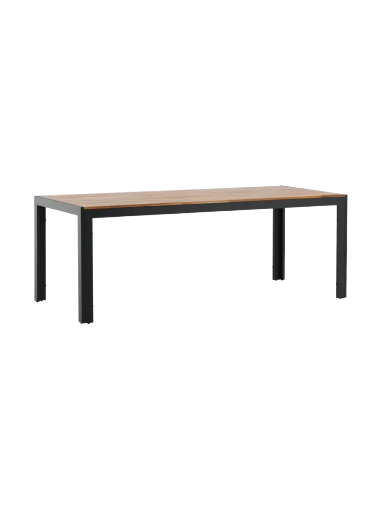 Gartentisch „Bois“ mit Akazien-Tischplatte, 205 x 90 cm Akazienholz Schwarz / Natural VE DESIGN