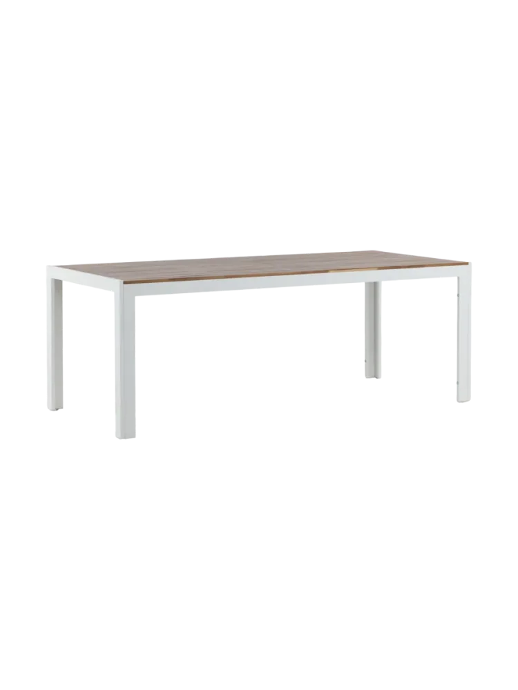 Gartentisch „Bois“ mit Akazien-Tischplatte, 205 x 90 cm Akazienholz Weiss / Natural VE DESIGN