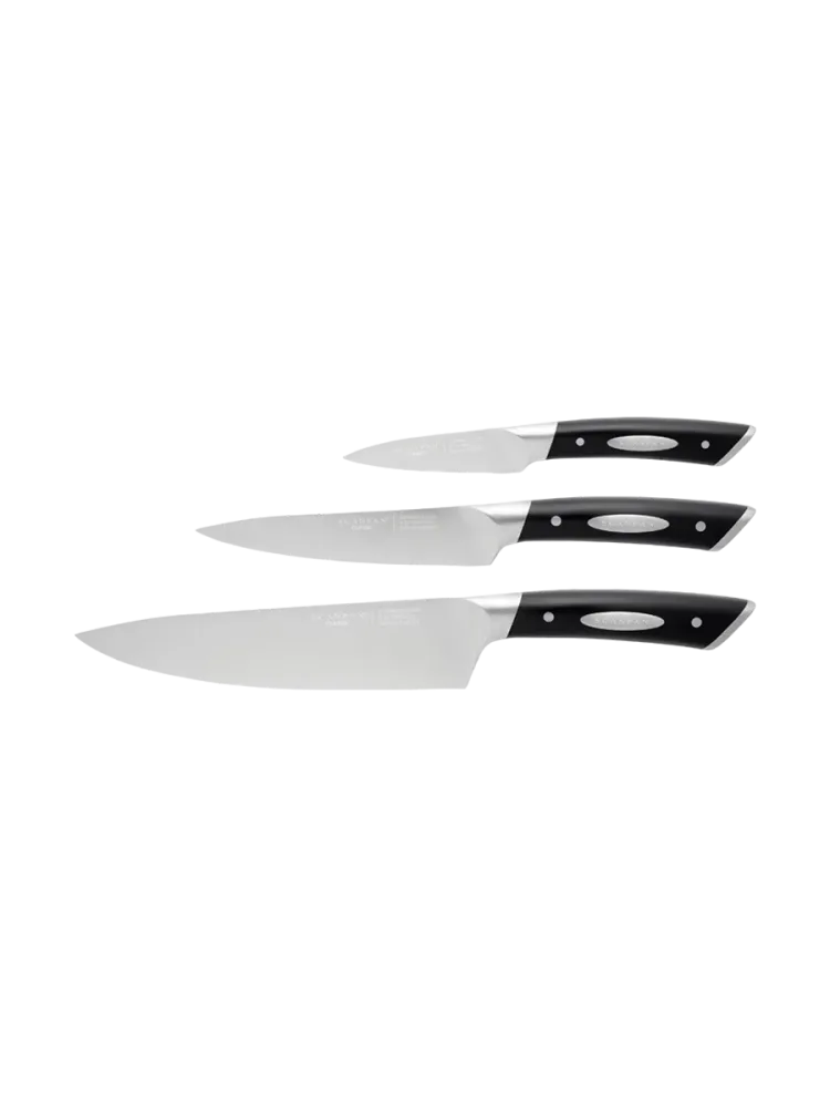 3-teiliges Premium Messer-Set „Classic“ Silber, Schwarz SCANPAN